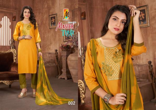 Master Titli Regular Wear Rayon Kurti Pant With Dupatta Collection